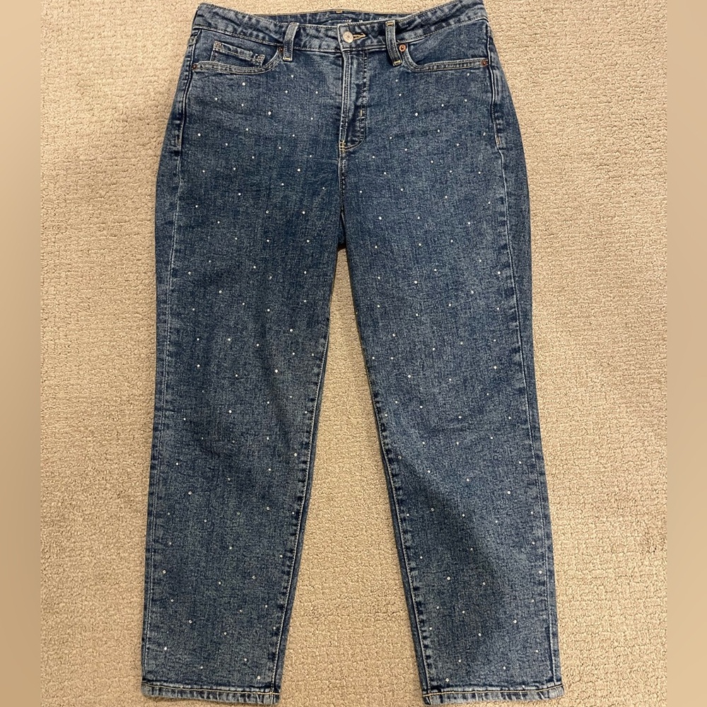Like New Old Navy Rhinestone-Embellished Ankle Jeans - Size 10